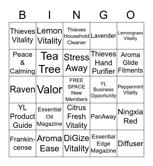 YL Premium Starter Kit Bingo Card