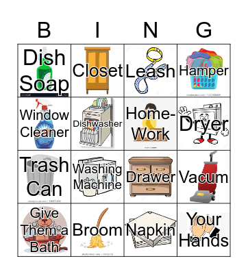 Chore Bingo Card