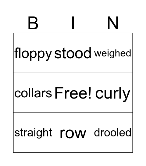 Vocabulary cards Bingo Card