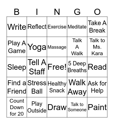 Ways to Cope Bingo Card