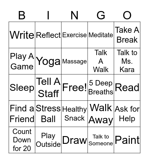 Ways to Cope Bingo Card