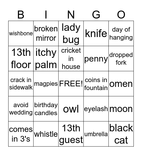 Friday the 13th  Bingo Card