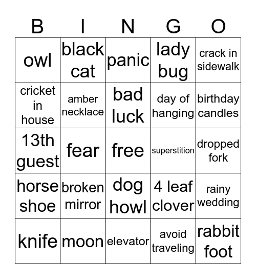 Friday the 13th  Bingo Card