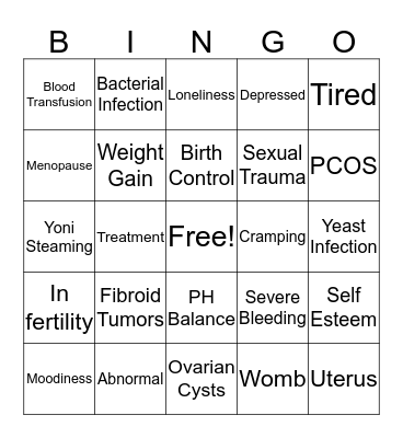 Moe's Health Bingo Card