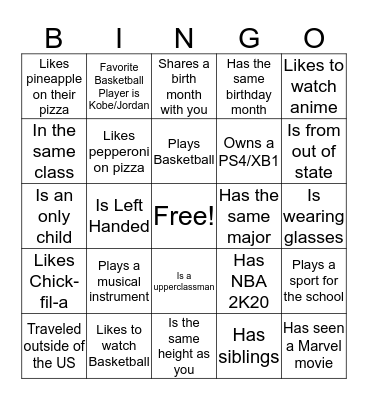 Find someone in our group who.. Bingo Card