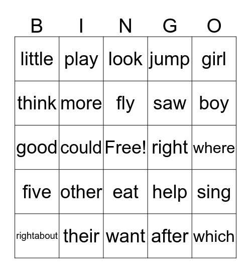 Violet & Pink Words Bingo Card