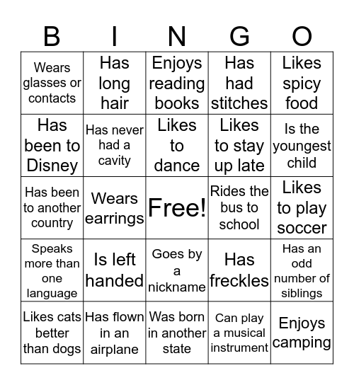 Introduce Yourself and Find Someone Who... Bingo Card