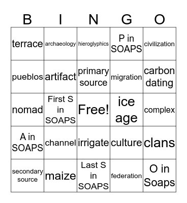 First Americans Bingo Card