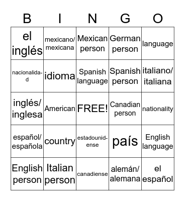 Berlitz 1.5 and 1.6: ¿De dónde eres? Bingo Card
