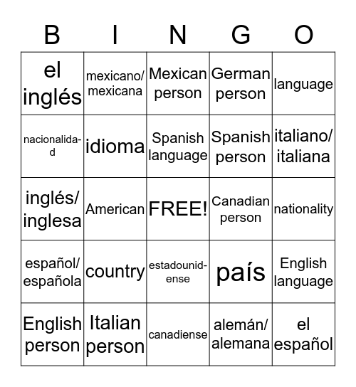 Berlitz 1.5 and 1.6: ¿De dónde eres? Bingo Card