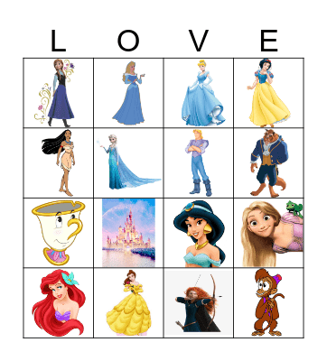Disney Princess Bingo Card