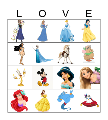 Disney Princess Bingo Card