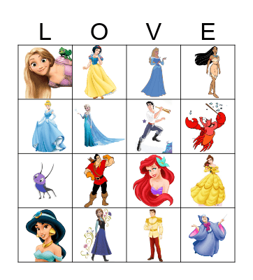 Disney Princess Bingo Card