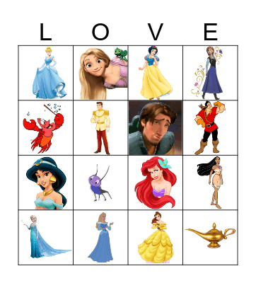 Disney Princess Bingo Card