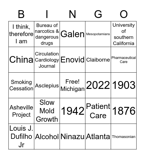 PharmD Bingo Card