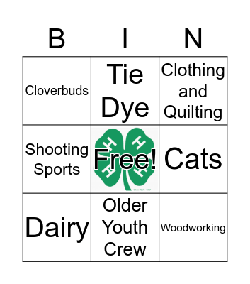 South 4-H Open House Bingo! Bingo Card