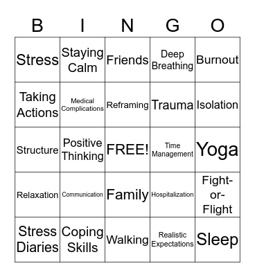 Health & Wellness Bingo Card