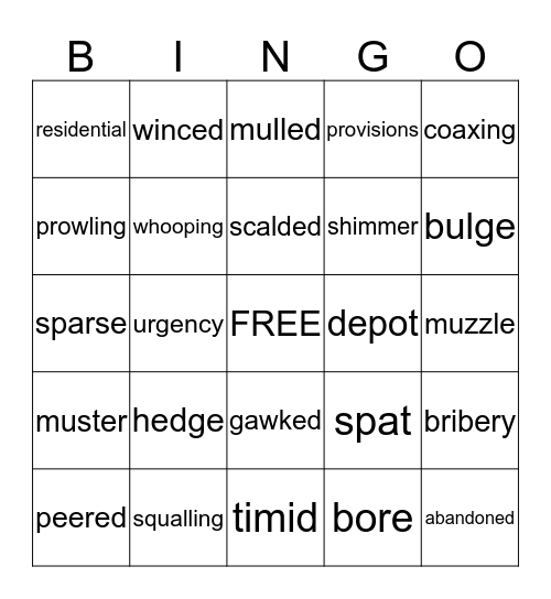 Where the Red Fern Grows Bingo Card