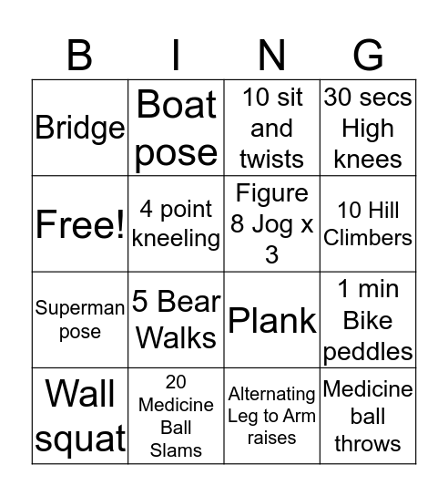 OT Bingo Bingo Card