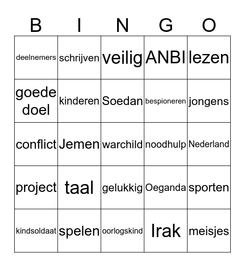 WARCHILD Bingo Card