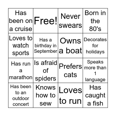 Find Someone who... Bingo Card