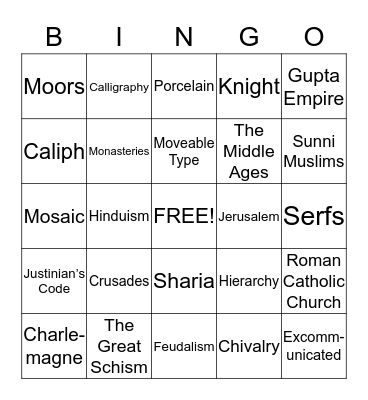 UNIT 7 Global I Bingo Card