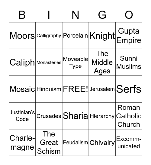 UNIT 7 Global I Bingo Card