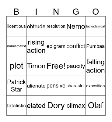 Lesson 1 Bingo Card