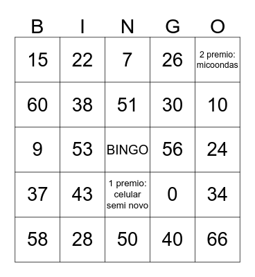 BINGO BENEFICENTE  Bingo Card