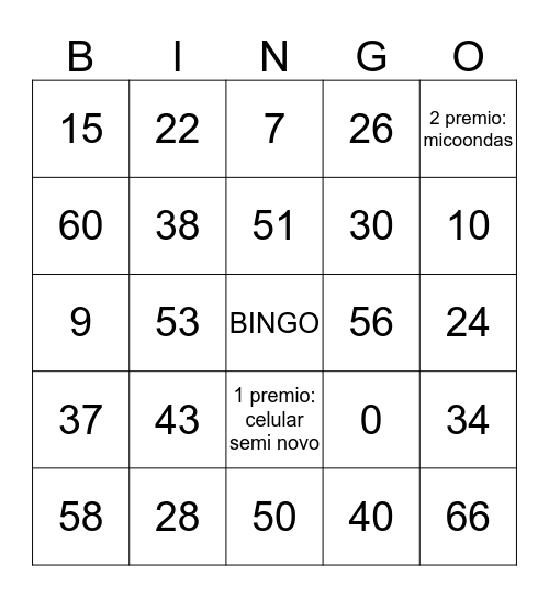 BINGO BENEFICENTE  Bingo Card