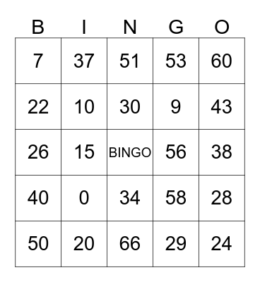 BINGO BENEFICENTE  Bingo Card