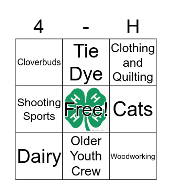 South 4-H Open House Bingo! Bingo Card