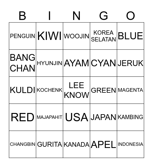 BINGO WITH PERLINOAN Bingo Card