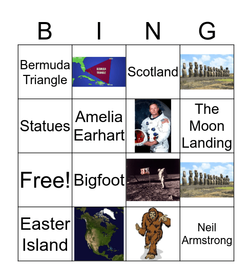 Famous Mysteries Bingo Card