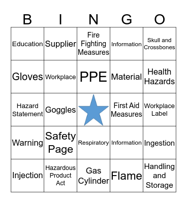 WHMIS Bingo Card