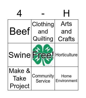 North 4-H Open House Bingo! Bingo Card