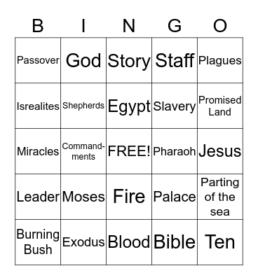 MOSES Bingo Card