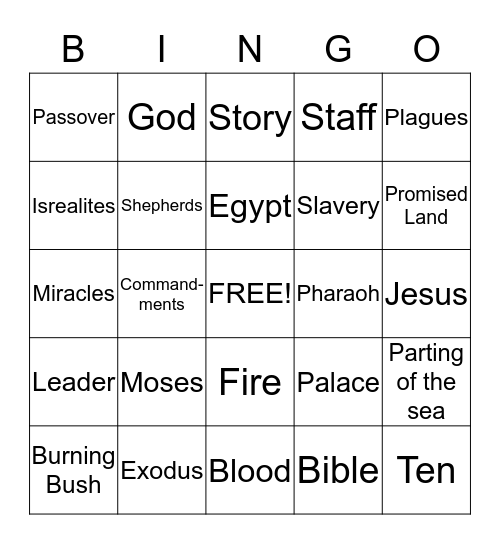 MOSES Bingo Card