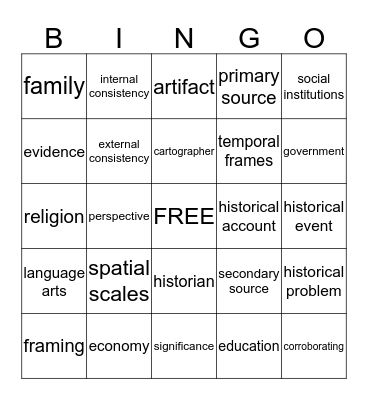 Unit 1 Ancient World Bingo Card