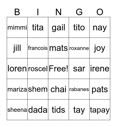 MATHINGO Bingo Card