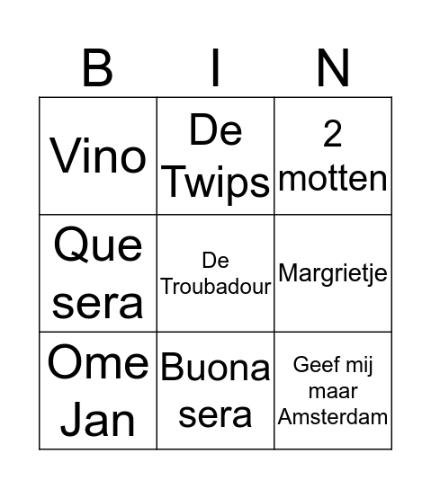 Waterige Bingo 5 Bingo Card