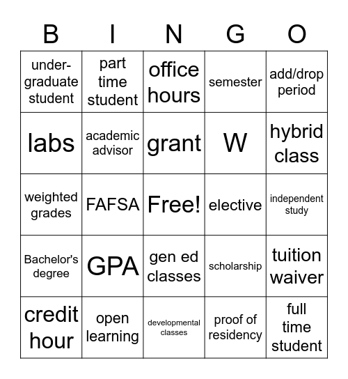 Connections Bingo Card