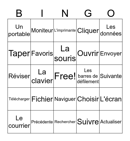 French Teens and Technology  Bingo Card