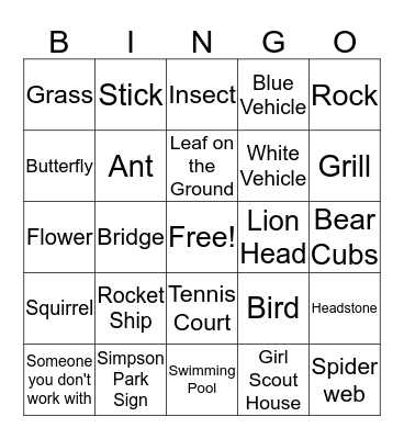 P&P Scavenger Hunt Bingo Card