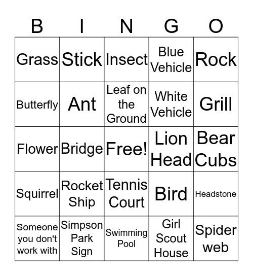 P&P Scavenger Hunt Bingo Card