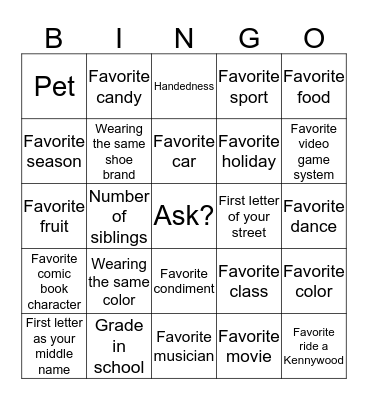 Social Bingo Card