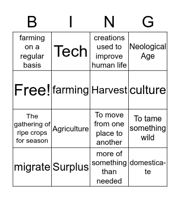 Neolithic stone age Bingo Card