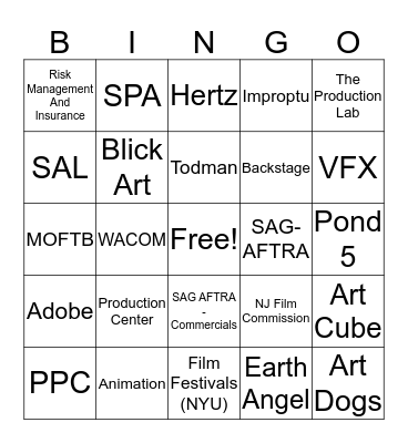 PRODUCTION FAIR FALL 2019  Bingo Card