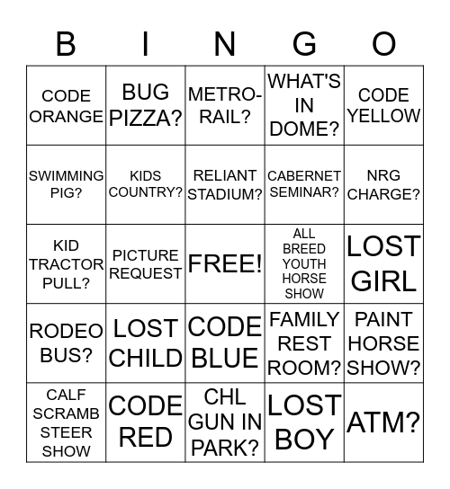 RODEO BINGO Card