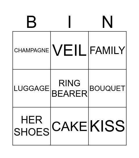 CHERYL'S BRIDAL SHOWER Bingo Card